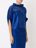 lace panel crop blouse