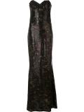 sequined strapless gown