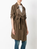 cropped sleeve belt coat