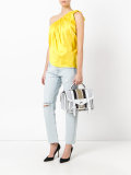 striped woven satchel