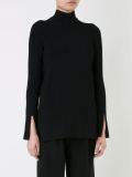 crepe knit turtleneck ribbed sweater 