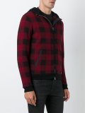 hooded checked bomber jacket