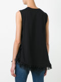 pleated trim flared blouse 