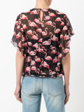 flamingo print blouse