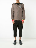 striped detail zipped hoody