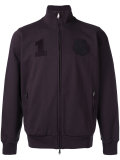 badge patch zipped cardigan 