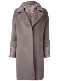 hooded panelled coat