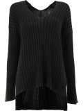 high-low hem ribbed knitted top