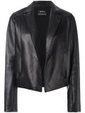 open front leather jacket