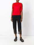 lace insert cropped trousers
