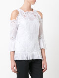 lace insert cold-shoulder blouse