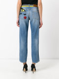 striped waistband straight jeans