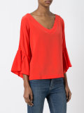 v-neck ruffle sleeve blouse