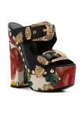 roses print platform sandals