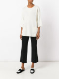 cropped sleeve sweater