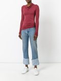 draped neck longsleeved T-shirt