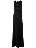 stud embellished lace-up sleeveless gown
