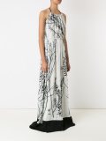 foliage print halterneck dress