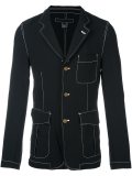 contrast stitching three button blazer