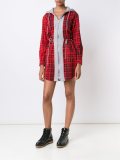 checked hoodie mini dress