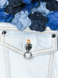 flower appliqué sleeveless denim jacket