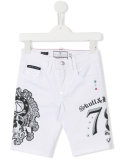 skull print denim shorts 