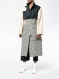 gingham and denim trench coat