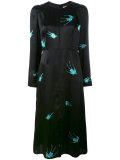 bird print midi dress