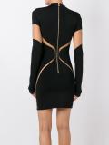 sheer panel fitted dress
