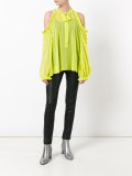cold shoulder ruffle trim shirt