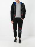 leopard print panel hoodie