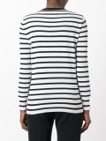 striped cat-embroidered knitted top