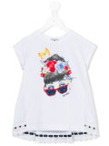 embellished sunglass face print T-shirt