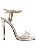 metallic buckled sandals