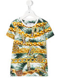 leaf and chain print T-shirt 