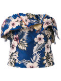 floral ruffle strapless top