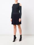 cut-out shoulder ribbed dress