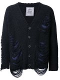 frayed textured knit cardigan