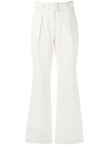 belted flare trousers