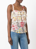 lace-trimmed floral-print top