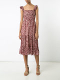 pleated trim leopard print dress
