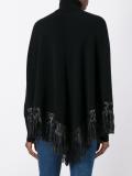 cable knit fringed poncho
