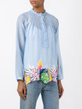 floral motif embroidered patches top