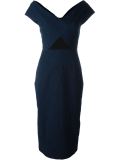 textured fitted rear slit dress