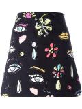 multi-print mini skirt