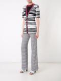 V-neck striped shortsleeved cardigan