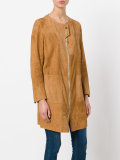 patchwork coat with zip and press stud fastening