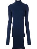 ribbed long slit turtleneck jumper