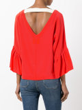 v-neck ruffle sleeve blouse