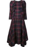 plaid ruffled front dress